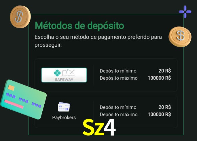 O cassino Sz4 oferece uma grande variedade de métodos de pagamento